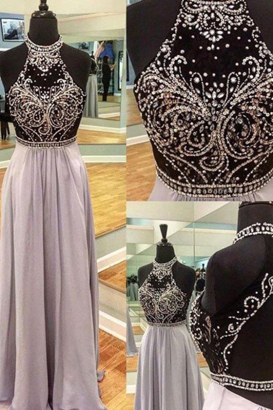 Beaded Long Chiffon Prom Evening Dresses 3020608