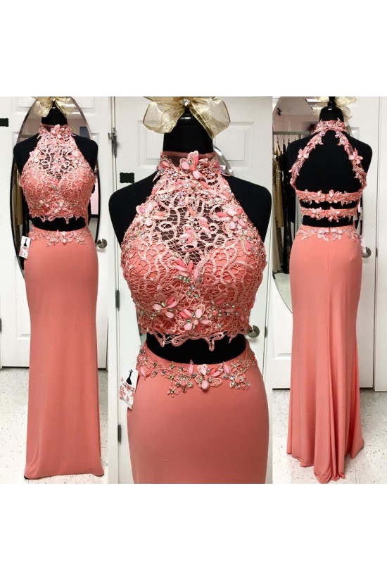 Beaded Two Pieces Lace Long Prom Evening Party Dresses 3020616 Beaded Two Pieces Lace Long Prom Evening Party Dresses 3020616