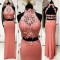 Beaded Two Pieces Lace Long Prom Evening Party Dresses 3020616