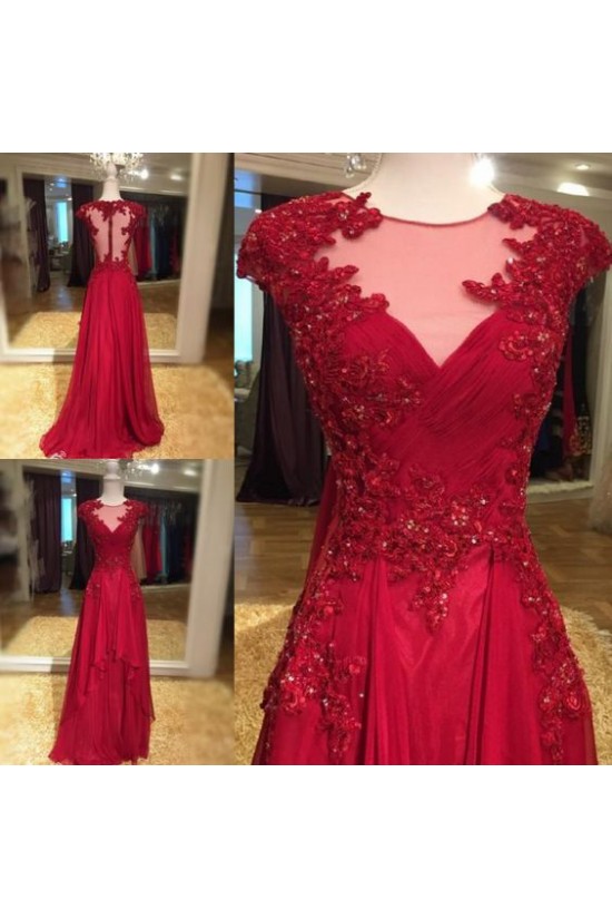 Long Red Beaded Lace Appliques Prom Evening Party Dresses 3020619 Long Red Beaded Lace Appliques Prom Evening Party Dresses 3020619