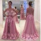Long Sleeves Pink Lace Appliques Prom Evening Party Dresses 3020629 Long Sleeves Pink Lace Appliques Prom Evening Party Dresses 3020629