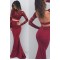 Long Sleeves Two Pieces Burgundy Prom Evening Party Dresses 3020636