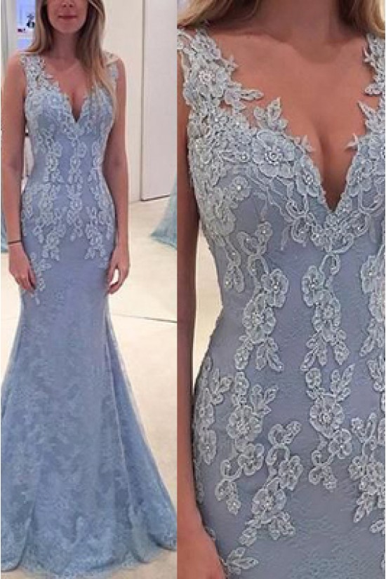 Mermaid V-Neck Lace Long Prom Evening Party Dresses 3020637 Mermaid V-Neck Lace Long Prom Evening Party Dresses 3020637