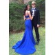 Long Blue Beaded Mermaid Prom Evening Party Dresses 3020655