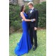 Long Blue Beaded Mermaid Prom Evening Party Dresses 3020655
