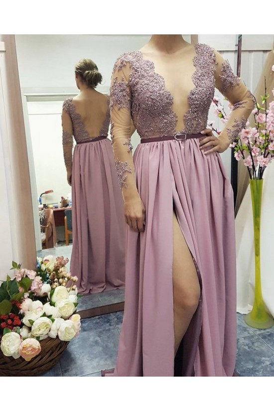 Long Sleeves Beaded Lace Prom Evening Party Dresses 3020664 Long Sleeves Beaded Lace Prom Evening Party Dresses 3020664