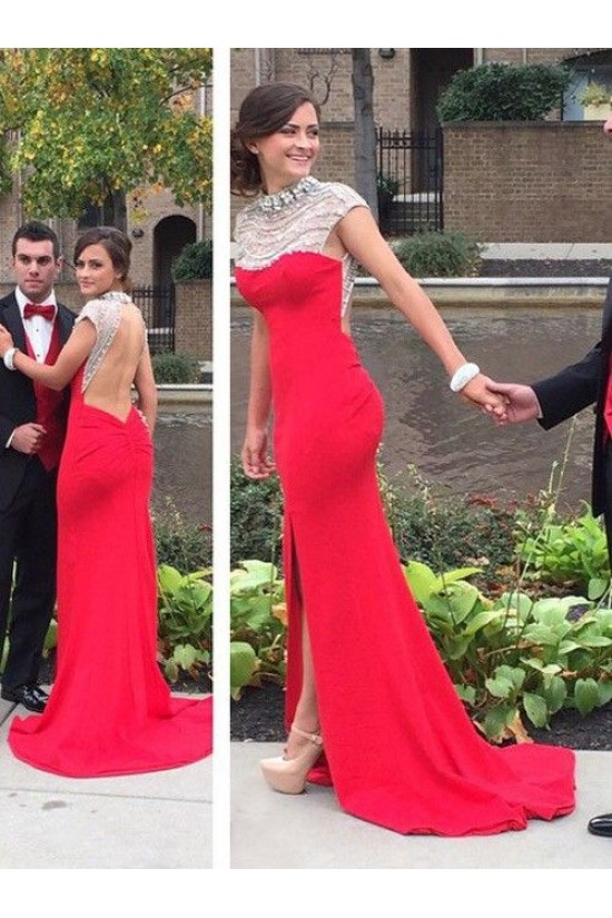 Long Red Beaded Prom Evening Party Dresses 3020667 Long Red Beaded Prom Evening Party Dresses 3020667
