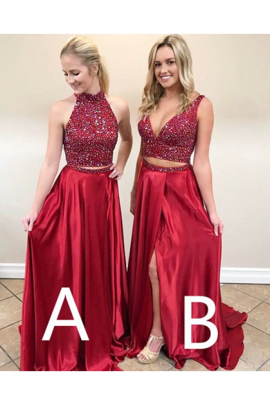 Long Red Beaded Prom Evening Party Dresses 3020673 Long Red Beaded Prom Evening Party Dresses 3020673