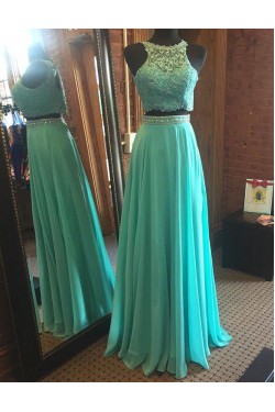 Beaded Lace Chiffon Two Pieces Prom Evening Party Dresses 3020674