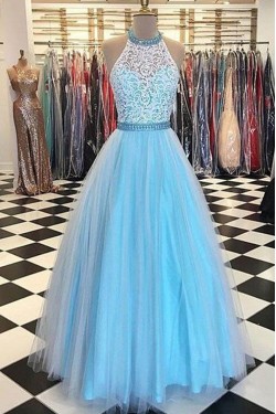Ball Gown Halter Long Prom Evening Party Dresses 3020686