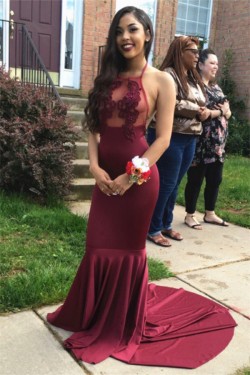 Sexy Mermaid Halter Long Prom Evening Party Dresses 3020697