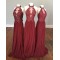 Sheath Halter Lace Appliques Chiffon Long Prom Evening Party Dresses 3020701