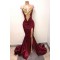 Sexy Mermaid Long Prom Evening Party Dresses with Gold Lace Appliques 3020702