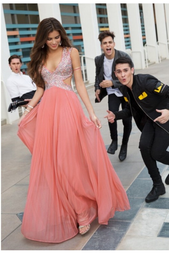 A-Line Beaded Long Chiffon Prom Evening Party Dresses 3020713 A-Line Beaded Long Chiffon Prom Evening Party Dresses 3020713