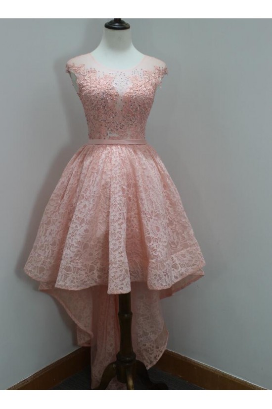 High Low Short Pink Beaded Lace Prom Homecoming Graduation Party Dresses 3020719 High Low Short Pink Beaded Lace Prom Homecoming Graduation Party Dresses 3020719