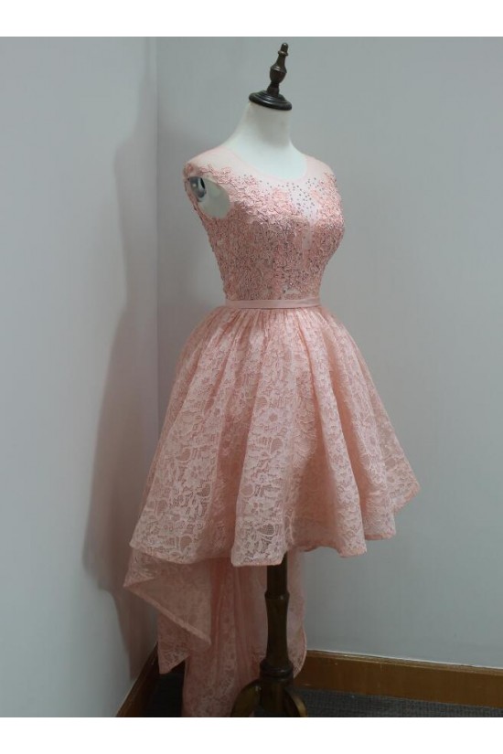 High Low Short Pink Beaded Lace Prom Homecoming Graduation Party Dresses 3020719 High Low Short Pink Beaded Lace Prom Homecoming Graduation Party Dresses 3020719