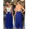 Long Blue White Lace Chiffon Prom Evening Party Dresses 3020722