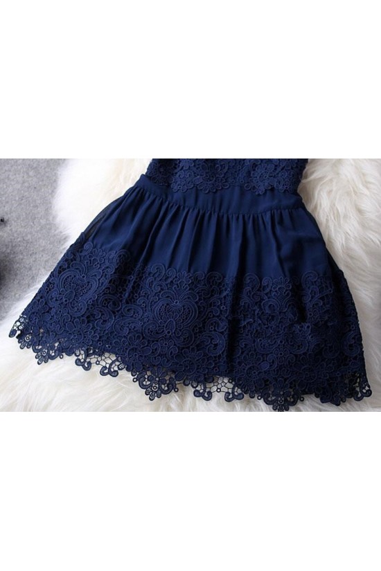 Short Navy Blue Lace Prom Evening Formal Dresses 3020728 Short Navy Blue Lace Prom Evening Formal Dresses 3020728