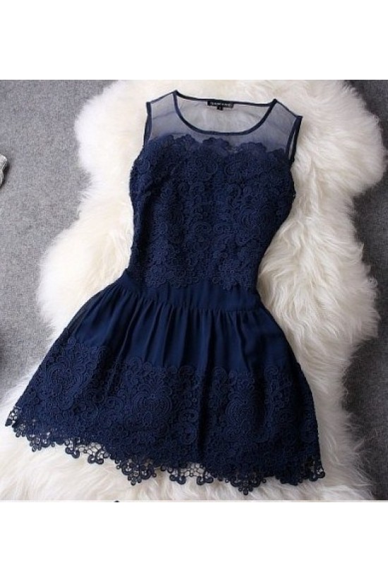 Short Navy Blue Lace Prom Evening Formal Dresses 3020728 Short Navy Blue Lace Prom Evening Formal Dresses 3020728