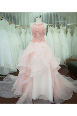 Long Pink Lace Prom Dresses Party Evening Gowns 3020757