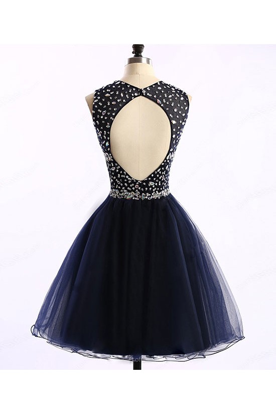 Short Navy Blue Beaded Prom Homecoming Graduation Dresses 3020763