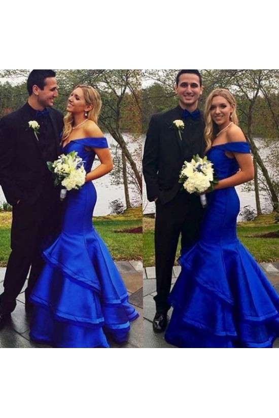 Mermaid Long Blue Off-the-Shoulder Prom Formal Evening Party Dresses 3020773