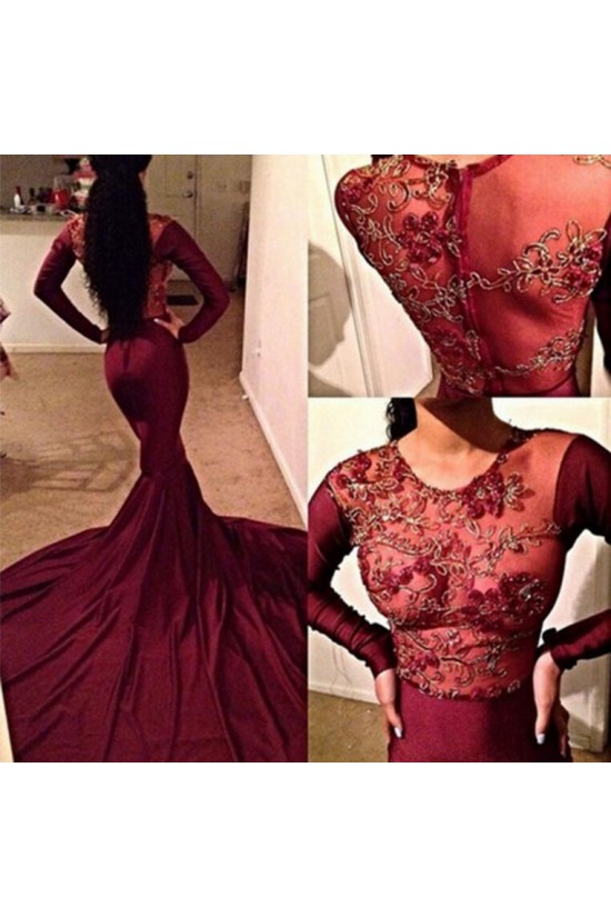 Long Sleeves Mermaid Lace Appliques Prom Formal Evening Party Dresses 3020803 Long Sleeves Mermaid Lace Appliques Prom Formal Evening Party Dresses 3020803
