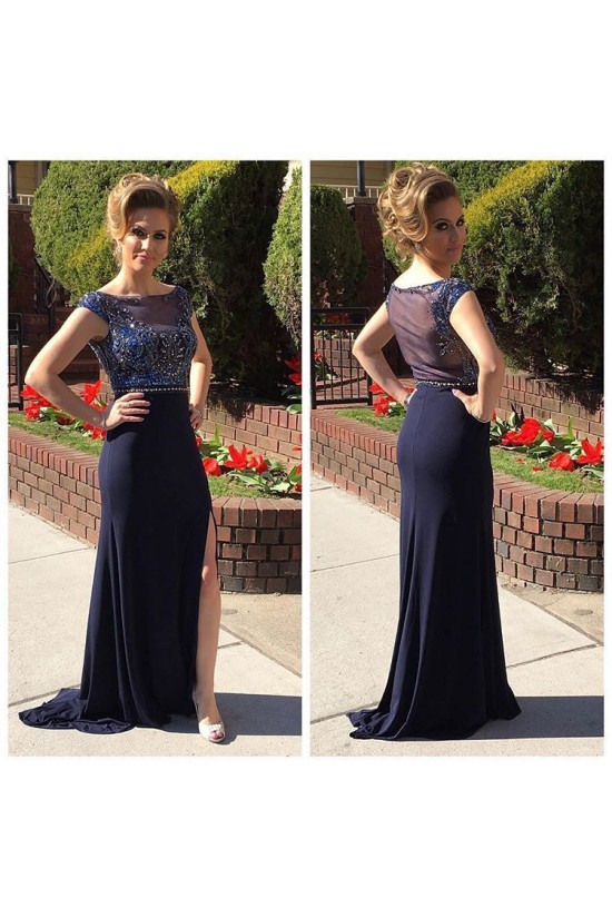 Long Blue Beaded Prom Formal Evening Party Dresses 3020815 Long Blue Beaded Prom Formal Evening Party Dresses 3020815