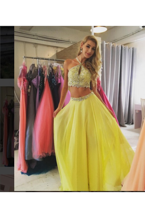 Beaded Two Pieces Yellow Prom Formal Evening Party Dresses 3020817 Beaded Two Pieces Yellow Prom Formal Evening Party Dresses 3020817