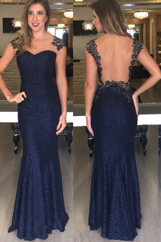 Mermaid Lace Long Navy Blue Prom Formal Evening Party Dresses 3020823 Mermaid Lace Long Navy Blue Prom Formal Evening Party Dresses 3020823