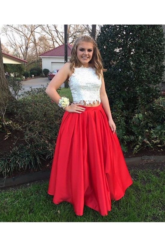 Two Pieces Red White Lace Prom Formal Evening Party Dresses 3020841 Two Pieces Red White Lace Prom Formal Evening Party Dresses 3020841