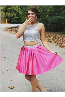 Beaded Two Pieces Short Prom Formal Evening Party Dresses 3020842