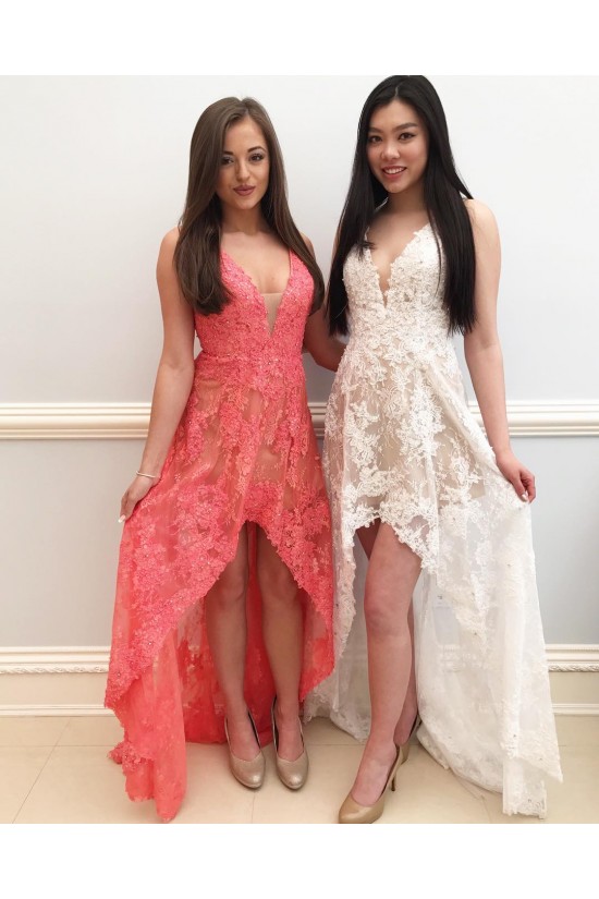 High Low V-Neck Lace Prom Formal Evening Party Dresses 3020850 High Low V-Neck Lace Prom Formal Evening Party Dresses 3020850