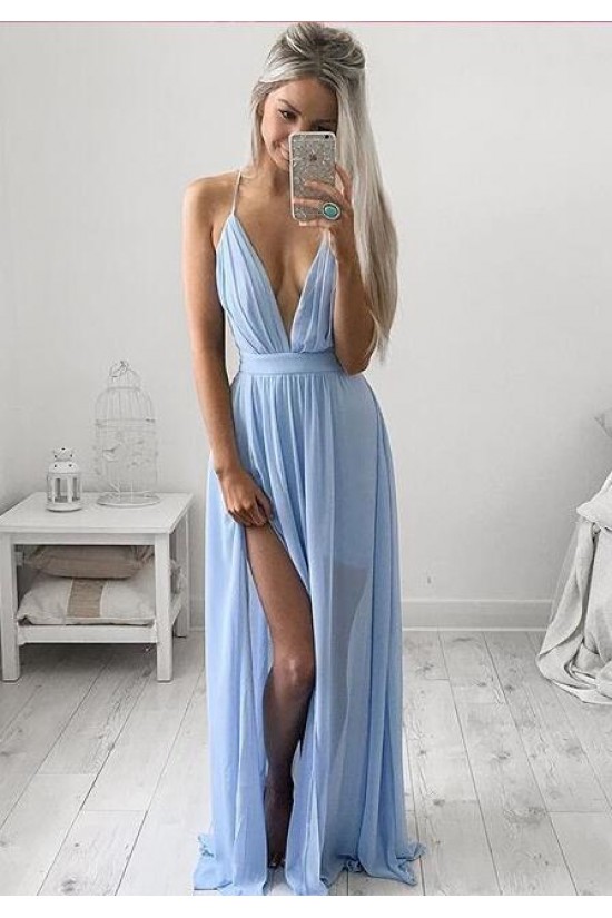 Sexy Deep V-Neck Long Prom Formal Evening Party Dresses 3020868