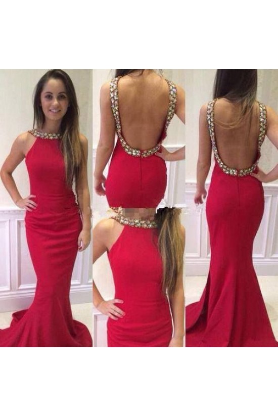 Beaded Long Red Mermaid Backless Prom Formal Evening Party Dresses 3020878 Beaded Long Red Mermaid Backless Prom Formal Evening Party Dresses 3020878