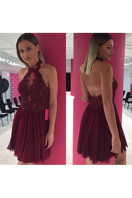A-Line Halter Lace Chiffon Short Prom Homecoming Cocktail Graduation Dresses 3020896 A-Line Halter Lace Chiffon Short Prom Homecoming Cocktail Graduation Dresses 3020896