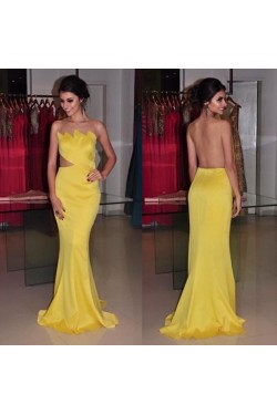 Mermaid Long Yellow Prom Formal Evening Party Dresses 3020912