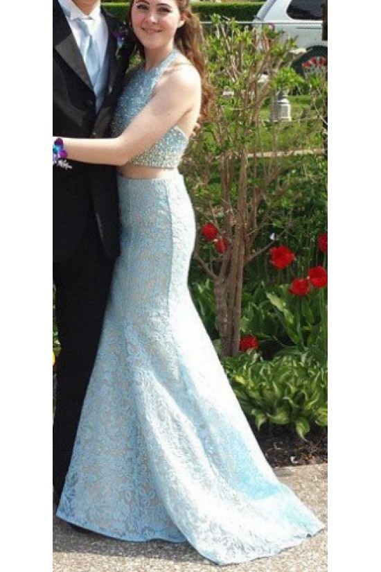 Halter Mermaid Two Pieces Beaded Lace Prom Formal Evening Party Dresses 3020914 Halter Mermaid Two Pieces Beaded Lace Prom Formal Evening Party Dresses 3020914