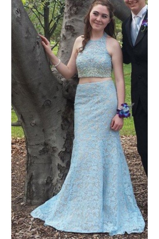 Halter Mermaid Two Pieces Beaded Lace Prom Formal Evening Party Dresses 3020914 Halter Mermaid Two Pieces Beaded Lace Prom Formal Evening Party Dresses 3020914