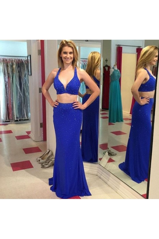 Beaded Long Blue Two Pieces Prom Formal Evening Party Dresses 3020927 Beaded Long Blue Two Pieces Prom Formal Evening Party Dresses 3020927