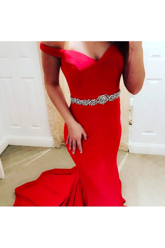 Mermaid Off-the-Shoulder Beaded Long Red Prom Formal Evening Party Dresses 3020928 Mermaid Off-the-Shoulder Beaded Long Red Prom Formal Evening Party Dresses 3020928