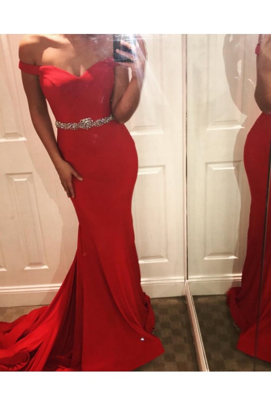 Mermaid Off-the-Shoulder Beaded Long Red Prom Formal Evening Party Dresses 3020928 Mermaid Off-the-Shoulder Beaded Long Red Prom Formal Evening Party Dresses 3020928