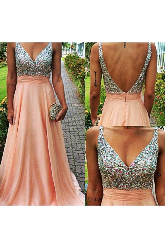 A-Line Beaded V-Neck Chiffon Prom Formal Evening Party Dresses 3020966 A-Line Beaded V-Neck Chiffon Prom Formal Evening Party Dresses 3020966