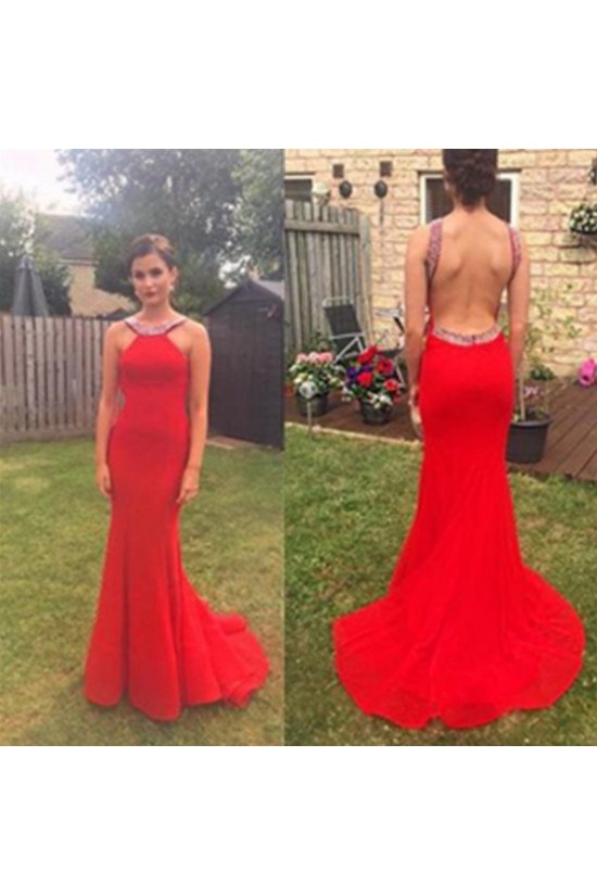 Mermaid Beaded Red Backless Prom Formal Evening Party Dresses 3020981 Mermaid Beaded Red Backless Prom Formal Evening Party Dresses 3020981