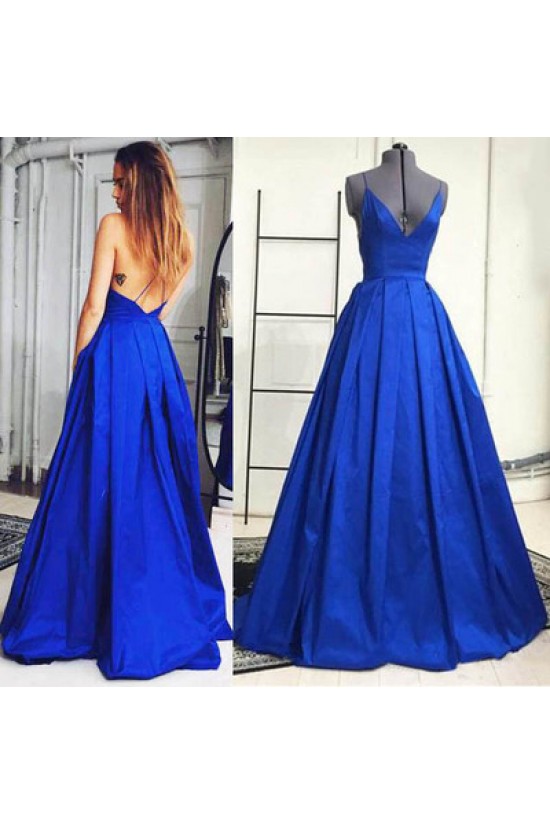 Long Blue Spaghetti Straps Prom Formal Evening Party Dresses 3020985 Long Blue Spaghetti Straps Prom Formal Evening Party Dresses 3020985