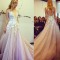 A-Line V-Neck Lace Long Prom Formal Evening Party Dresses 3020986