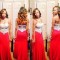 Sheath Long Red White Lace Prom Formal Evening Party Dresses 3020990