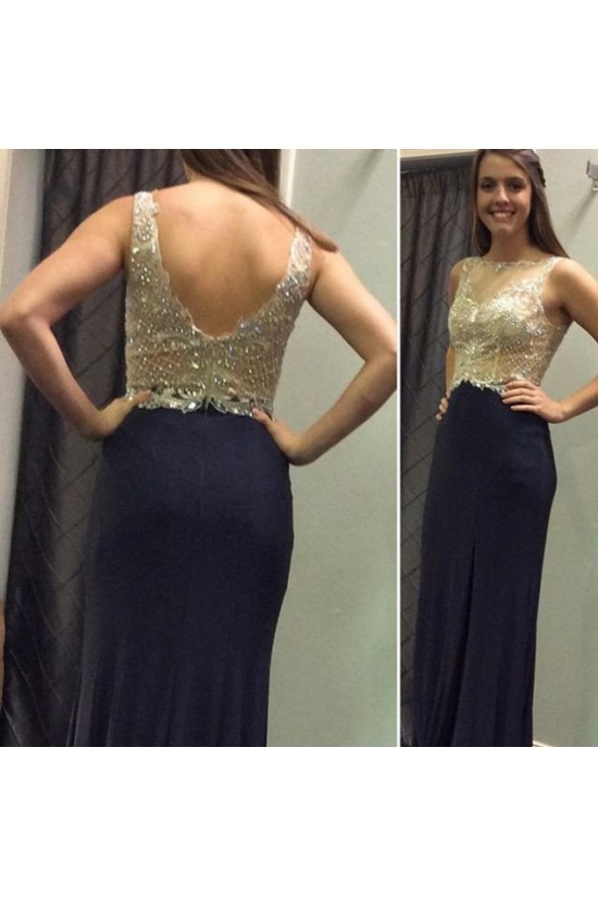 Long Navy Blue Beaded Prom Formal Evening Party Dresses 3020992 Long Navy Blue Beaded Prom Formal Evening Party Dresses 3020992