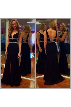 Beaded V-Neck Long Prom Formal Evening Party Dresses 3020997