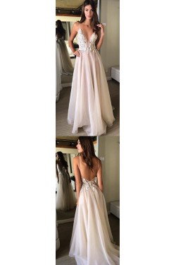 Inexpensive Long Prom Dresses Evening Formal Dresses with Lace Appliques 601001